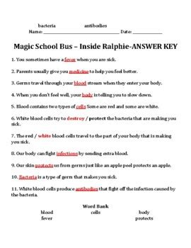 magic school bus inside ralphie worksheet answer key